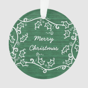 Green Rustic Holly Acrylic Ornament
