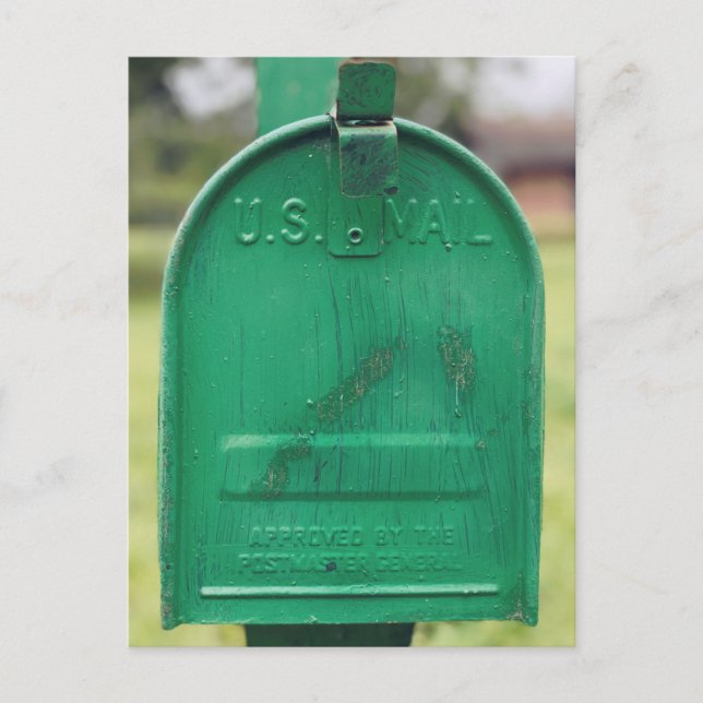 Green Rustic Mailbox Portrait  Postcard (Front)
