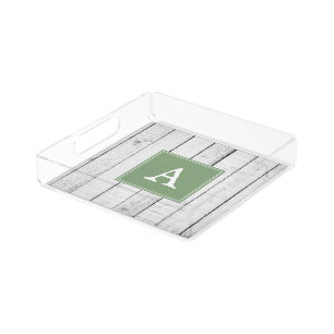 Green Rustic Monogram Vanity Tray