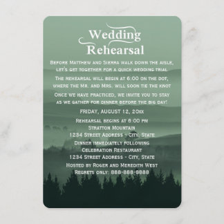 Green Rustic Mountain Wedding Rehearsal Dinner Invitation