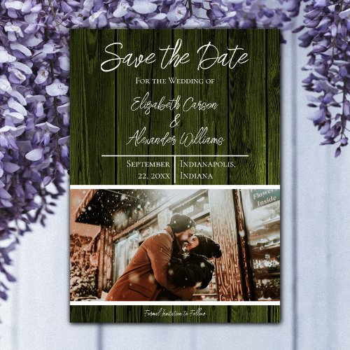 Green Rustic Photo Save The Date
