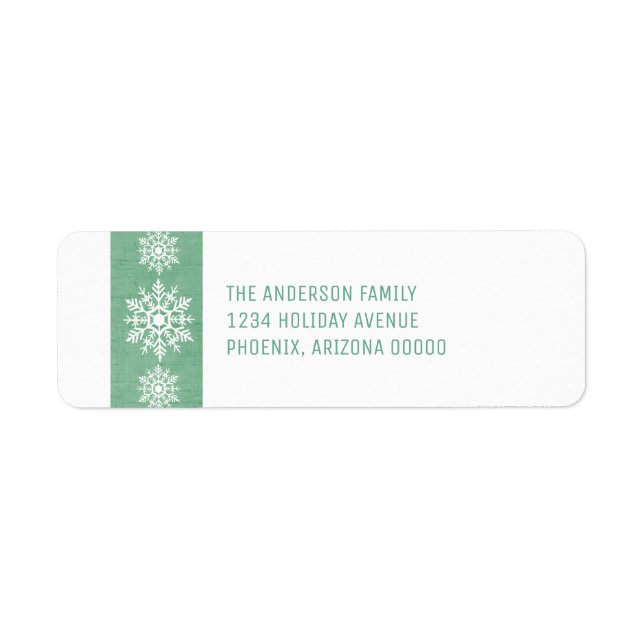 Green Rustic Snowflake Holiday Label (Front)