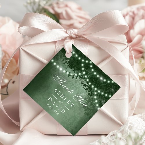 Wedding Favor Tags 8 Green Rustic Tree Canopy Lights Woodland Wedding Favor Tags