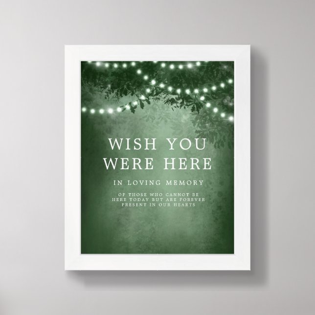 Green Rustic Tree Wish You Were Here Wedding Sign (Framed Front)