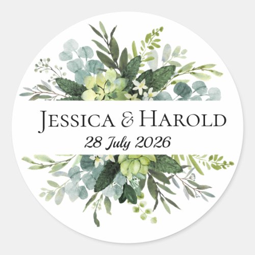 Green Rustic Wedding Sticker Eucalyptus Label