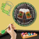 Green Rustic Wood Cheers Beers and Shenanigans   Dart Board<br><div class="desc">Cheers Beers and Shenanigans  Beer stein mugs with 4-leaf clover shamrock. This Irish Beer Drinking-themed dartboard is just right  for your occasion and makes the perfect personalized Gift,  it's great for graduation weddings,  parties,  family reunions,  and just everyday fun. Our easy-to-use template makes personalizing easy.</div>