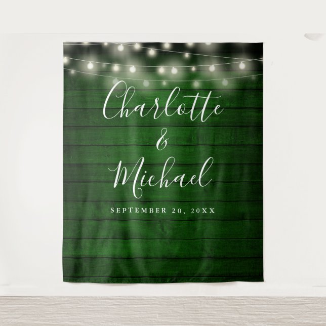 Green Rustic Wood Wedding Photo Booth Backdrop (Front)