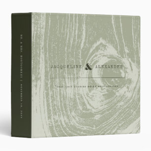 Green Rustic Woodgrain Spring Summer Wedding Binder