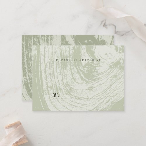 Green Rustic Woodgrain Texture Spring Wedding Place Card
