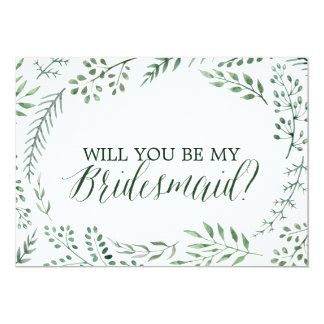 Green Rustic Wreath Will You Be My Bridesmaid Card