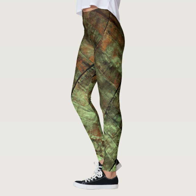 Green Rusty Grunge Metal Leggings (Left)