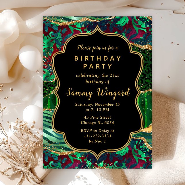 Green Safari Agate Birthday Invitation (Creator Uploaded)