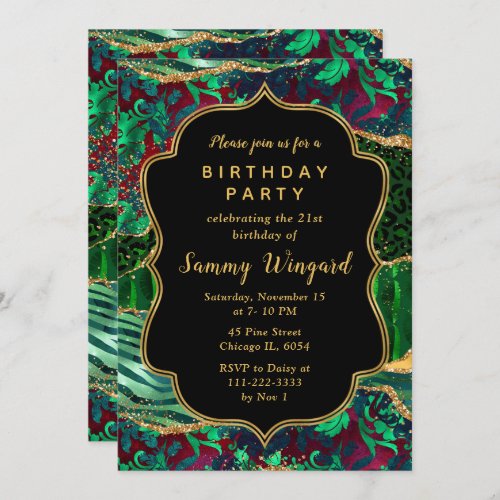Green Safari Agate Birthday Invitation