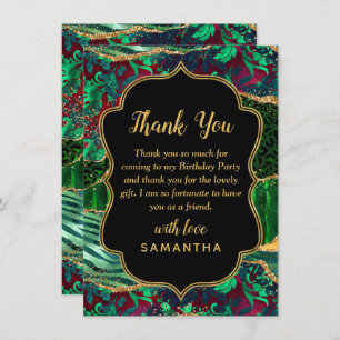 Green Safari Agate Birthday Thank You Card