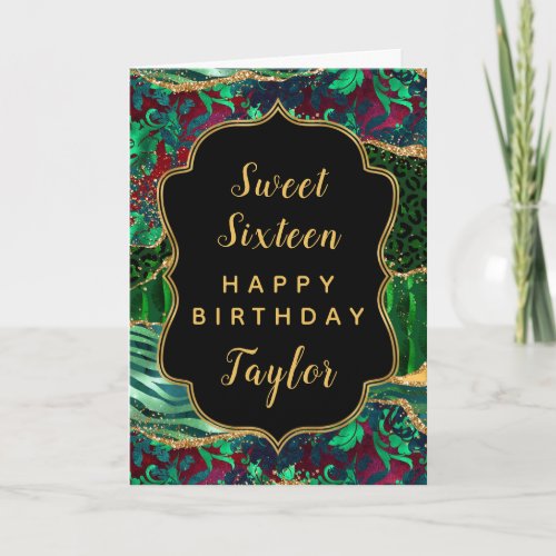 Green Safari Agate Sweet 16 Happy Birthday