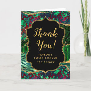 Green Safari Agate Sweet Sixteen Thank You Card
