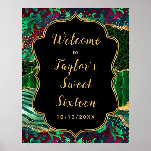 Green Safari Agate Sweet Sixteen Welcome Poster