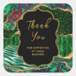 Green Safari Animal Print Agate Business Thank You Square Sticker