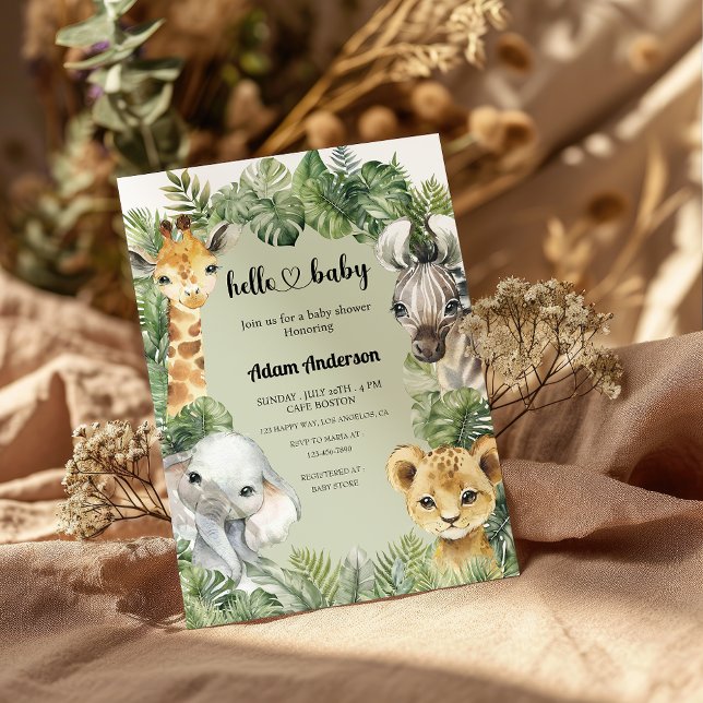 Green Safari Baby Shower Invitation –Jungle Animal (Creator Uploaded)
