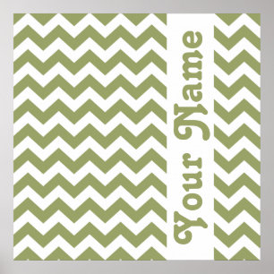 Green Safari Chevron with custom text Poster