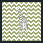 Green Safari Chevron with Pop Art Giraffe Poster<br><div class="desc">Mod Chevron pattern in Emporio Moffa's Safari Moods color palette,  with pop art giraffe on one side.</div>