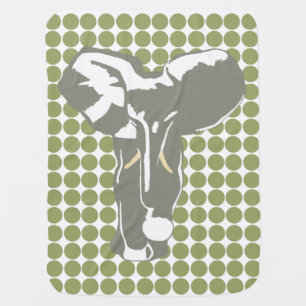 Green Safari Dot with Pop Art Elephant Stroller Blanket