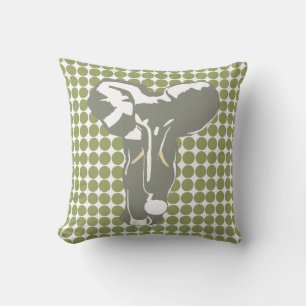 Green Safari Dot with Pop Art Elephant Throw Pillow