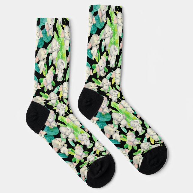 Green Safari Elephant Socks (Right)