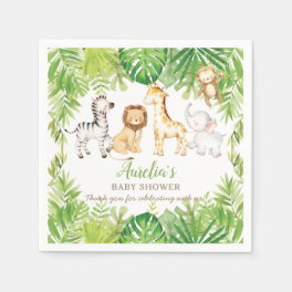 Green Safari Forest Jungle Animals Baby Shower Napkins