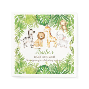 Green Safari Forest Jungle Animals Baby Shower   Napkins