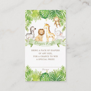 Green Safari Forest Jungle Animals Diaper Raffle Enclosure Card
