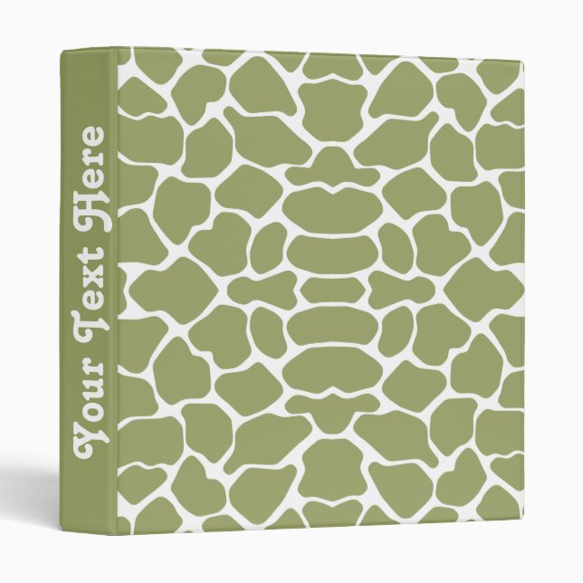 Green Safari Giraffe with text 3 Ring Binder (Front/Spine)