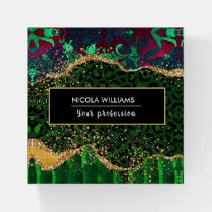 Green Safari Jungle Animal Print Agate Paperweight