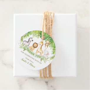 Green Safari Jungle Animals Baby Shower Birthday Favor Tags
