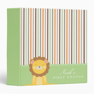 Green Safari Lion And Stripes Binder
