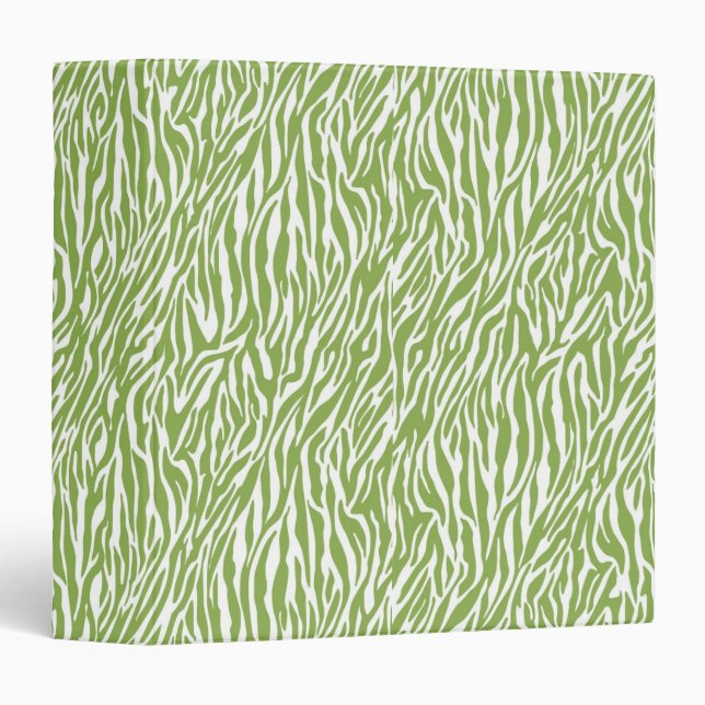Green Safari Zebra Print 3 Ring Binder (Front/Spine)