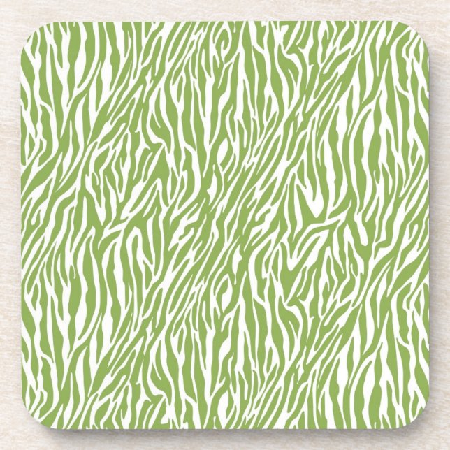 Green Safari Zebra Print Beverage Coaster (Front)