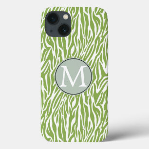 Green Safari Zebra Print iPhone 13 Case