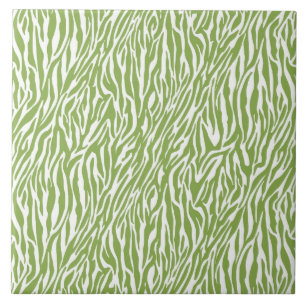 Green Safari Zebra Print Ceramic Tile