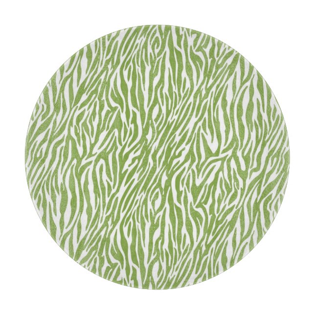 Green Safari Zebra Print Cutting Board (Front)