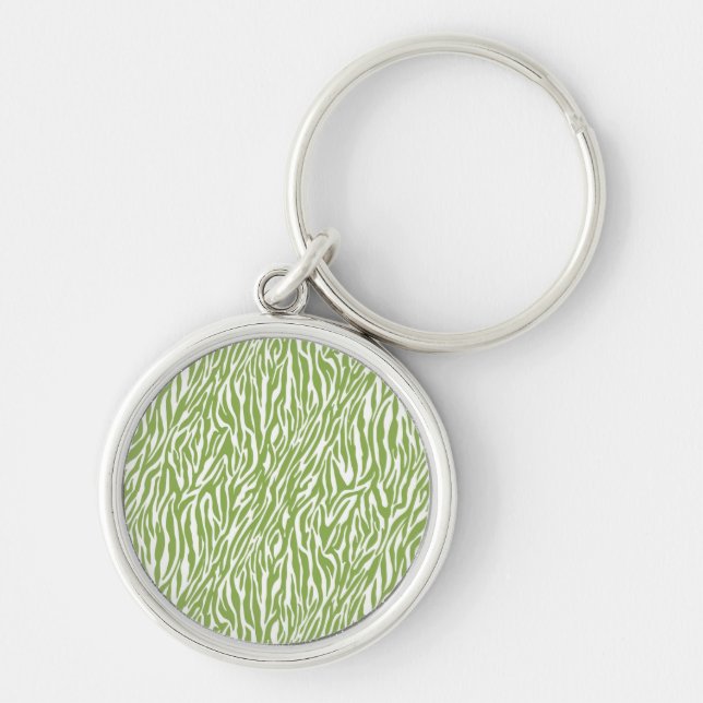 Green Safari Zebra Print Keychain (Front)