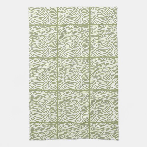 Green Safari Zebra tiled design Towel
