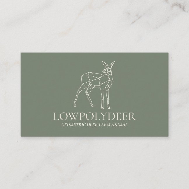 Green Sage Animal Lowpoly Deer Business Card