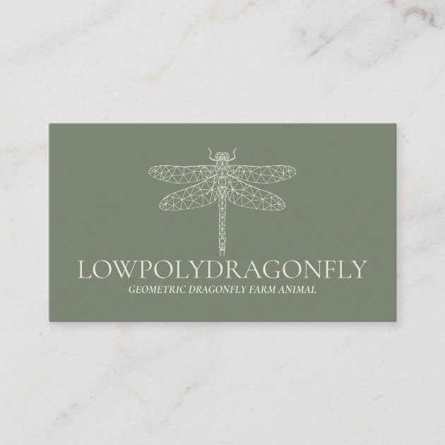Green Sage Animal Lowpoly Dragonfly Business Card