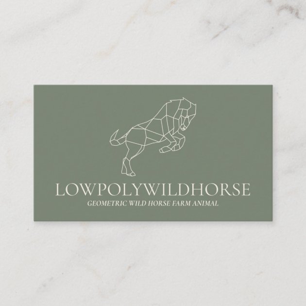 Green Sage Animal Lowpoly Farmer Horse Business Card