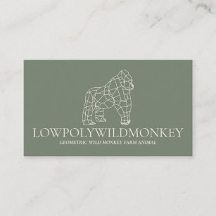 Green Sage Animal Lowpoly Gorilla Monkey Business Card