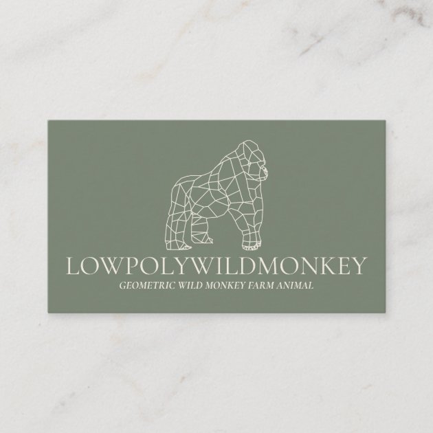 Green Sage Animal Lowpoly Gorilla Monkey Business Card
