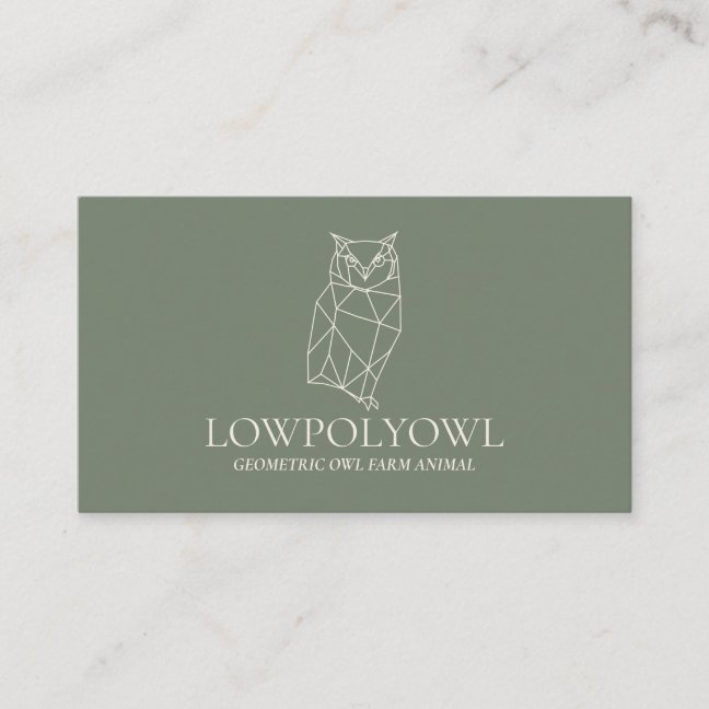 Green Sage Animal Lowpoly Owl Business Card