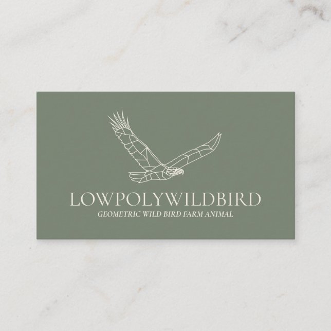 Green Sage Animal Lowpoly Wild Bird Business Card (Front)