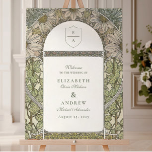 Green Sage Art Nouveau wedding Foam Board